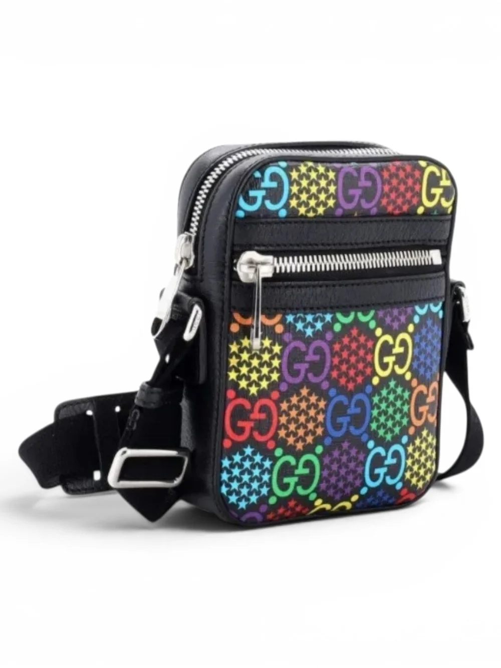 Gucci Black Multicolor GG Canvas Messenger Bag